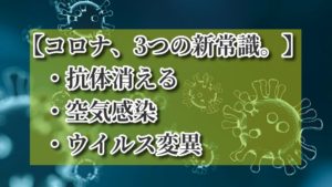 コロナ、3つの新常識。【抗体消える・空気感染・ウイルス変異】