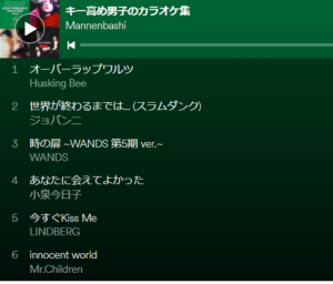 『キー高め男子のカラオケ集プレイリスト作ったよ（Spotify）』真夜中の独り言 #125