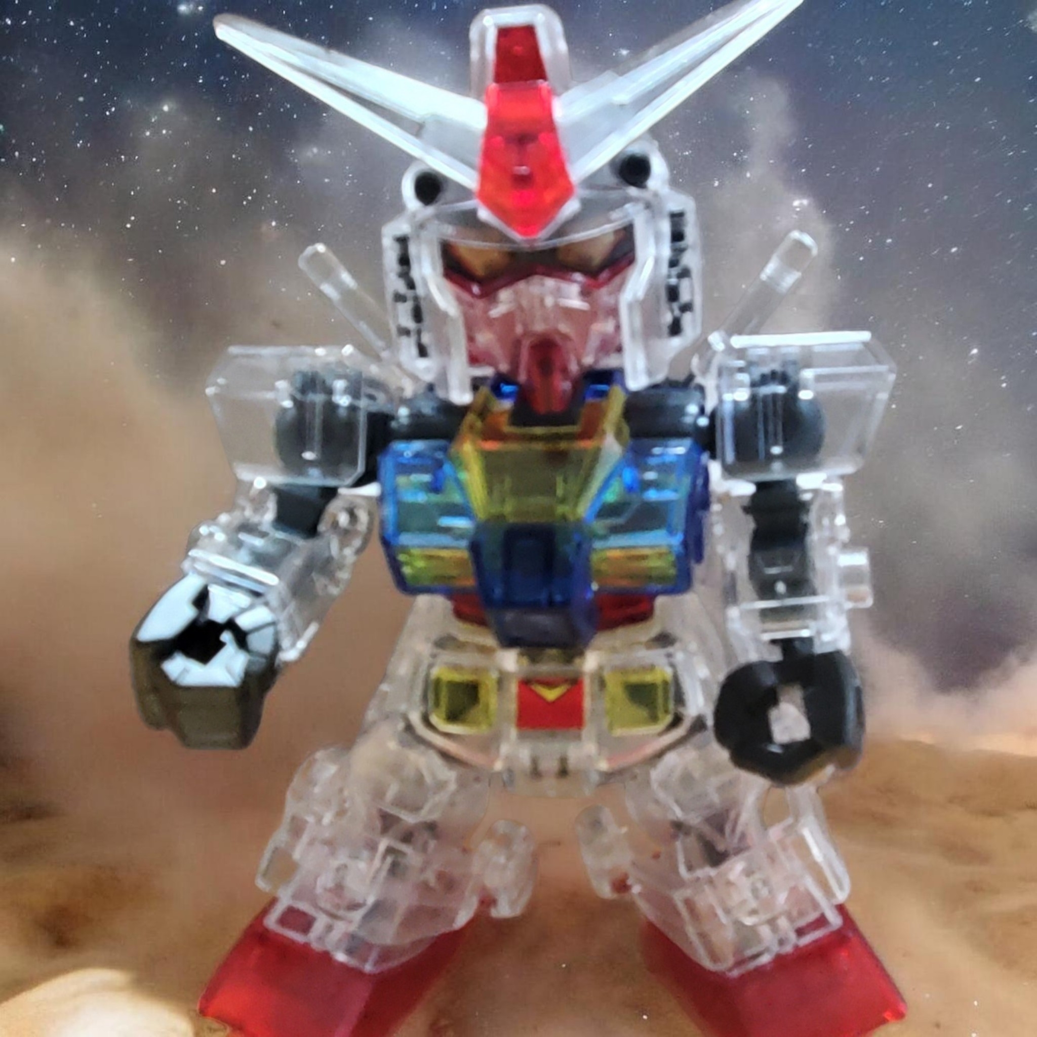 ガンダムベース限定、SDガンダムクリアカラー作ってみた。後頭部が大変な事に…